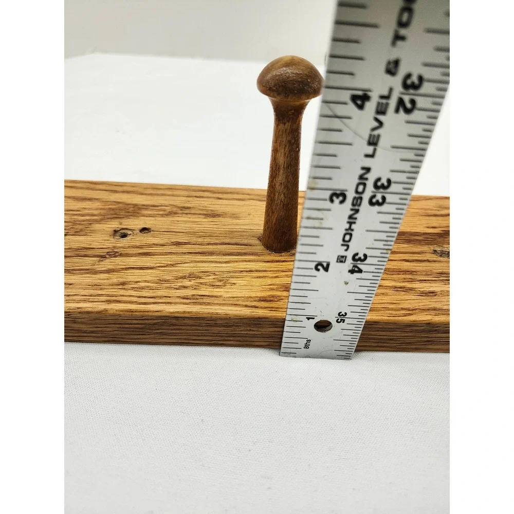 ChoiceWood Red Oak Wall Mount Peg Rack 4 Hook Coat Hat Hanger 24 Inch Brown